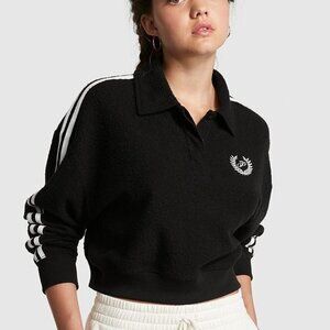 Victoria's Secret Pink Womens Cropped Polo Sports Sweatshirt Black Small top